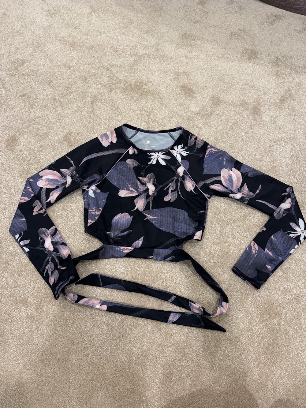 Floral Long Sleeve Cropped Swim Shirt